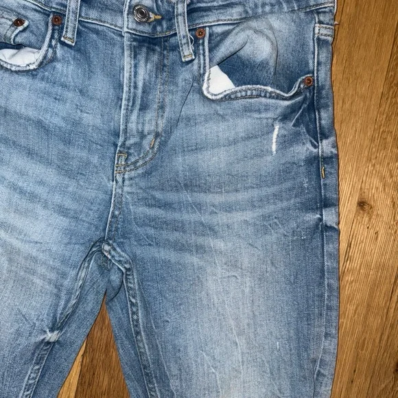 Zara Women's Size 4 Blue Skinny Leg Distressed Medium Wash Cotton Blend Jeans - Picture 5 of 15